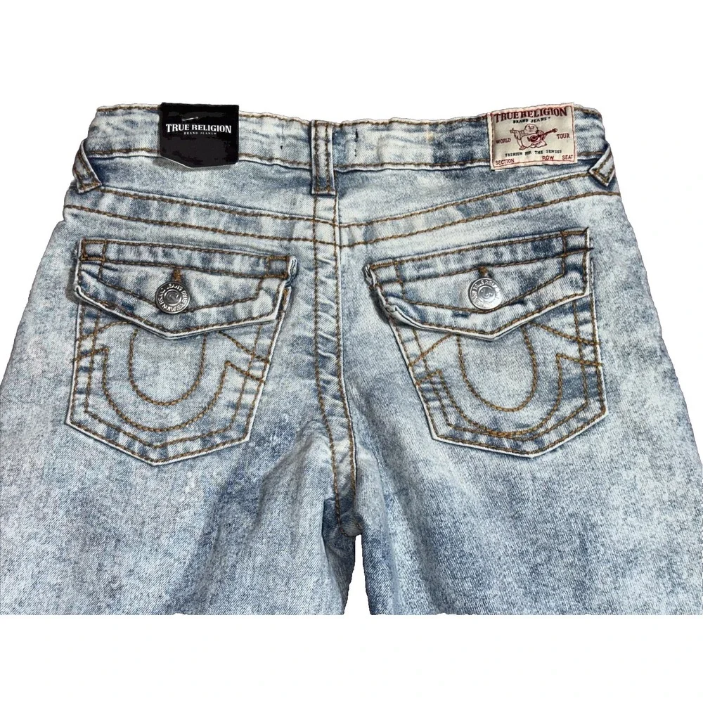 True Religion Ricky Relaxed Straight 10 Jeans 25x26 Blue Distressed Jeans